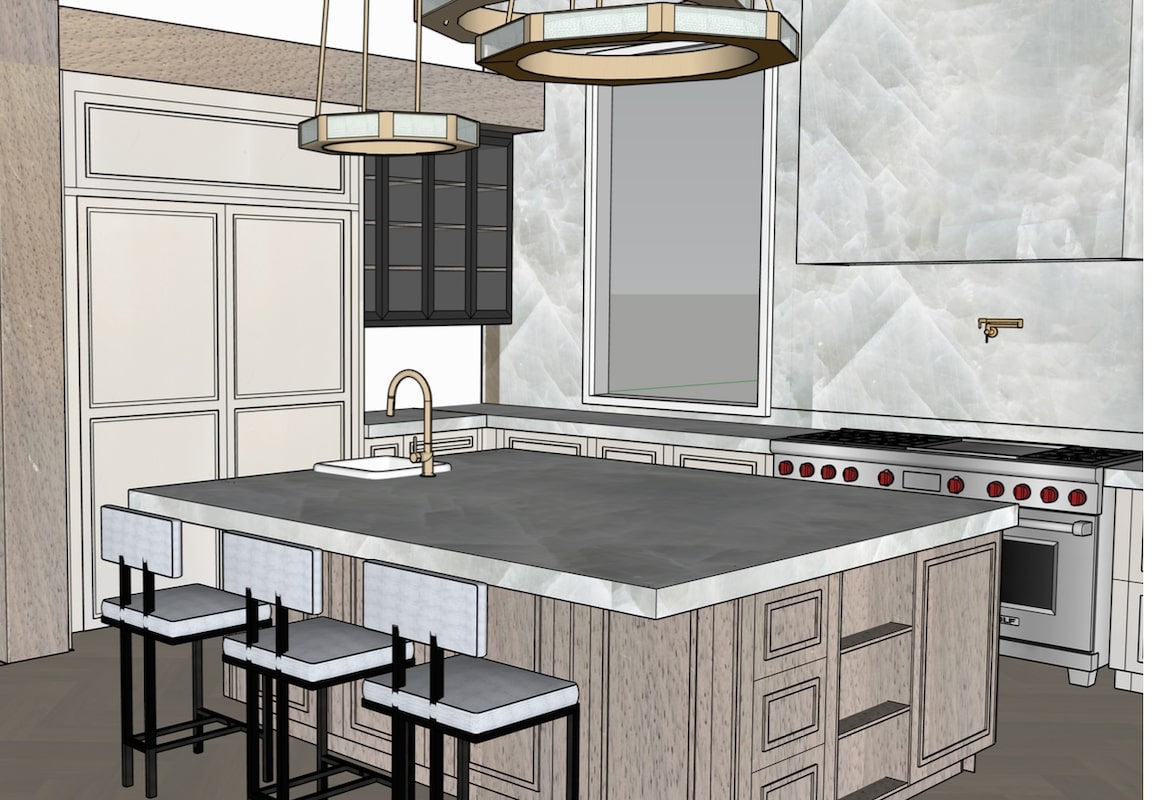 Initial hand sketch for kitchen renovation design concept
