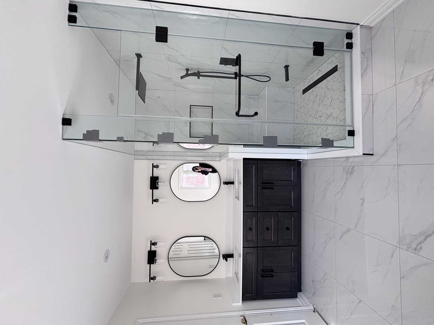 Kodaen black fixture with custom shower beach, solid dovetails maple