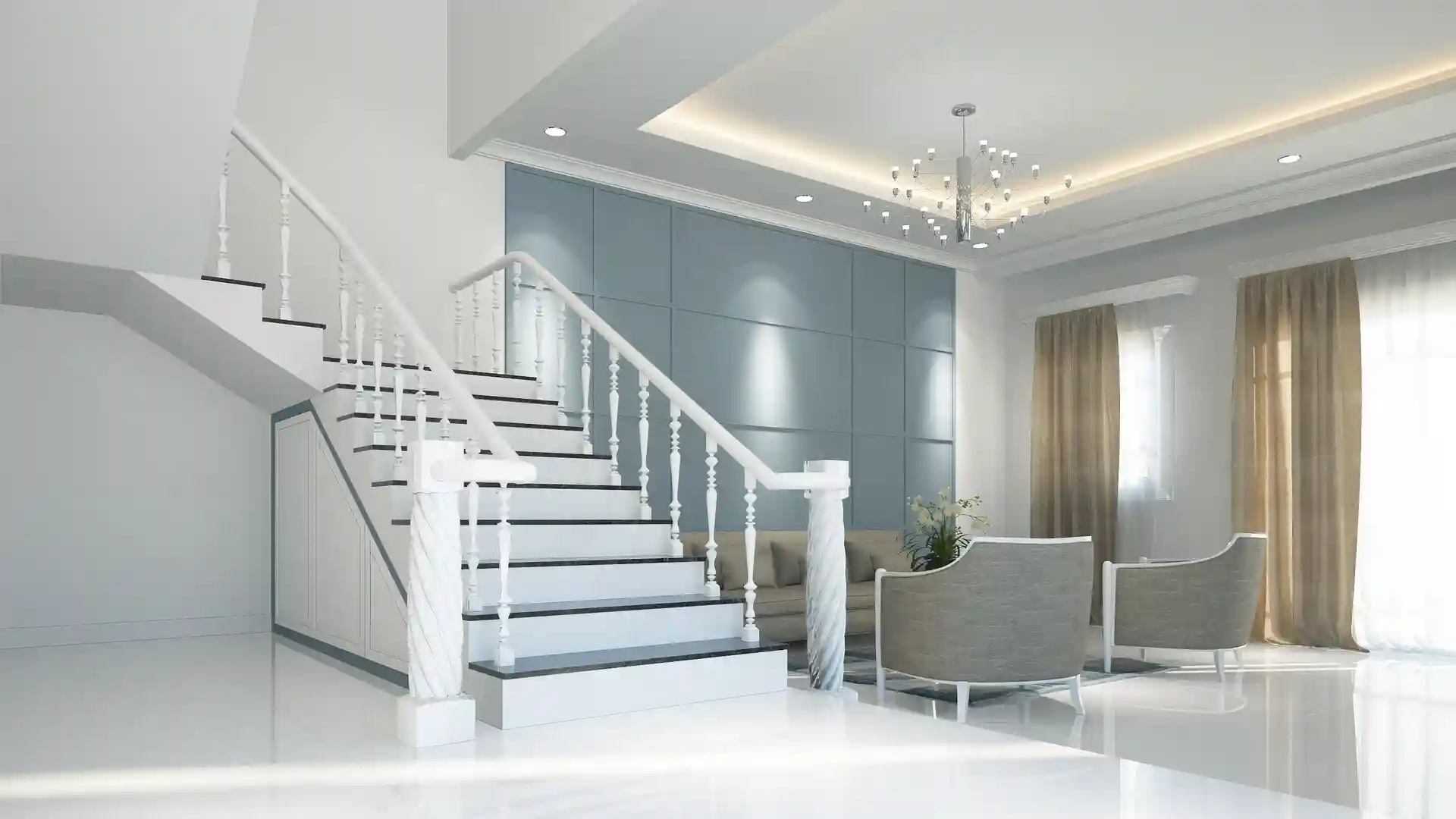 Vaughan staircase refacing in maple with new treads, risers, and modern spindles